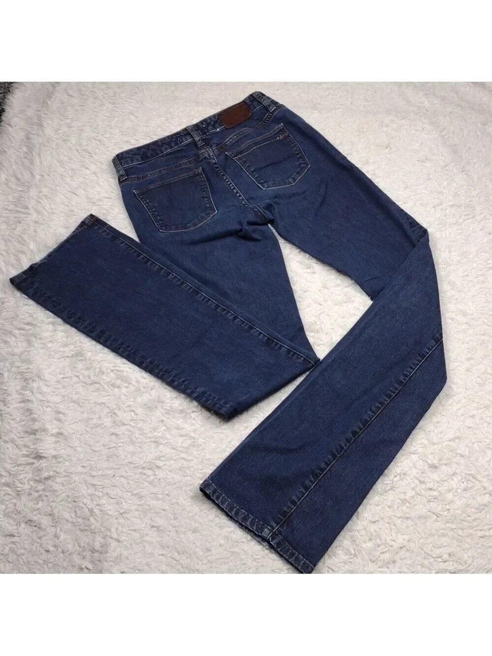 𝅺Henry & Belle Women's Blue Dark Wash Mid Rise Zip Up Signature Boot Cut Jeans
